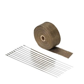 Wakects 10m x 50mm Motorcycle Exhaust Wrap Thermal Insulation Tape with Fabric + 10 Stainless Steel Cable Ties
