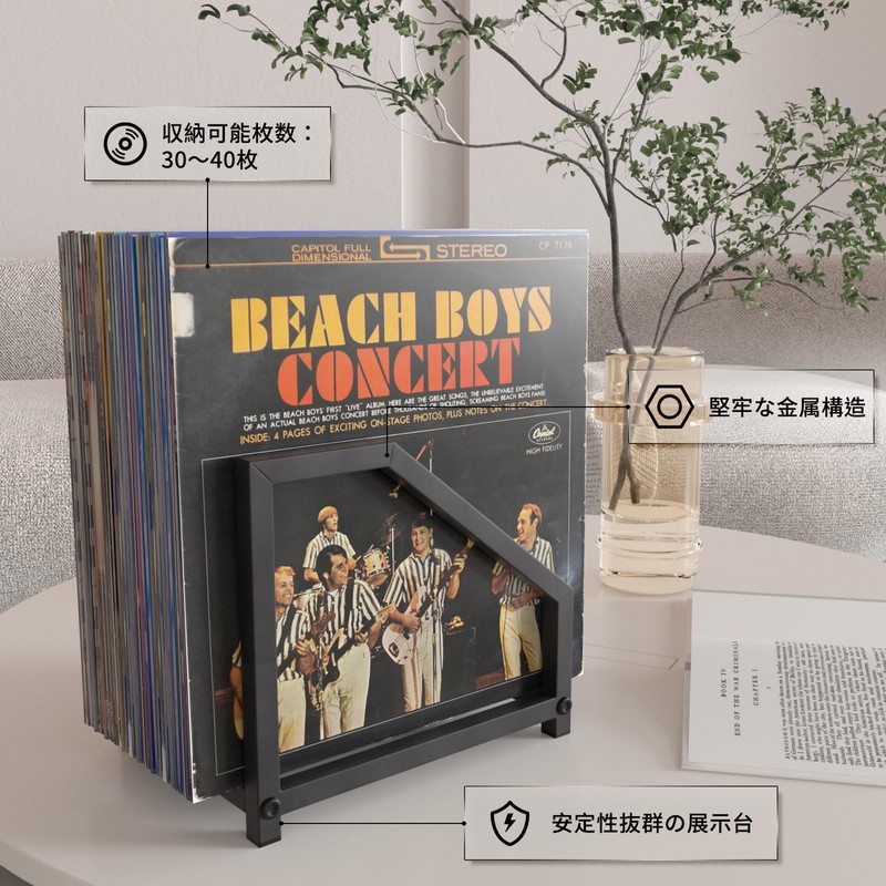 MayRecords Record Stand, Book Stand, Tabletop Storage Display, Supports 30-40