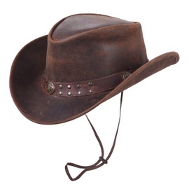 XSHAMROCK Leather Cowboy Hat for Men Women Lightweight Handcrafted Western Shapeable Wide Brim | Western Hats for Men (US, Alpha, Medium, Tan)