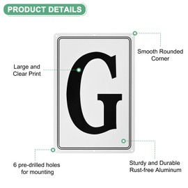 M METERXITY Aluminum Letter Sign G, 11.8 Inch House Numbers and Metal Letters, Parking Spot Letter Signs, Metal Letter Wall Decor for Garden/Door/Mailbox [Black Text On White]