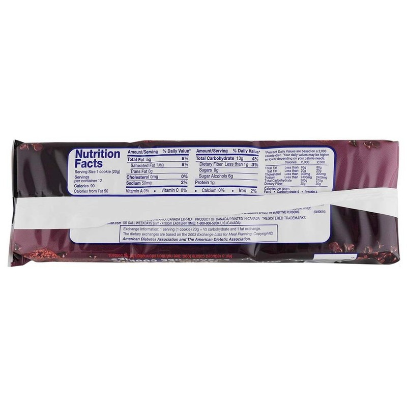 Voortman Bakery Sugar Free Fudge Brownie Chocolate Chip Cookies, 12