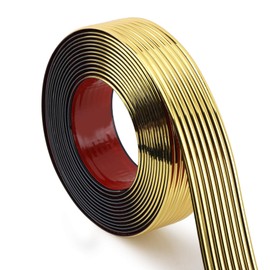Soengsau Glossy Gold Finish Wall Molding Trim, 196.8"L x 1.57"W Peel and Stick Corner Guards, Protection & Decoration for Countertops, Furniture Cabinets and Tables