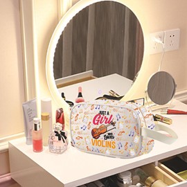 MEIKIUP Violin Clear Makeup Bag Musical Instrument Cosmetic Bag Who Loves Her Violin Travel Zipper Cosmetic Bag (CA Violins CMB)