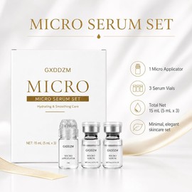 Set de Suero Facial con Aplicador, Cuidado Hidratante, 15 mL Incluye tres viales de 5 mL y un aplicador para una rutina diaria de cuidado facial ligera e hidratante.