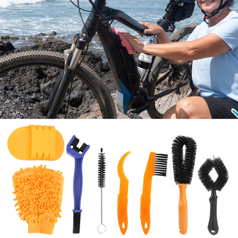 8pcs Bicycle Cleaning Tool Set Kit Bike Chain Tire Cleaning