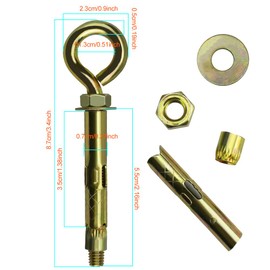 AFASOES 6pcs Expansion Anchor Bolts M6 x 60mm Expanding Eye Shield Bolt Fixings Heavy Duty Sleeve Anchors Ring Lifting Eyebolts with Closed Hooks for Secure Fixing in Wall Masonry Concrete