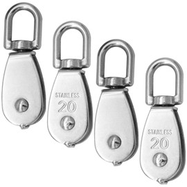 Hocansen Pack of 4 Pulley Stainless Steel M20 Single Pulley Roller for Ropes (D-HL/M20)