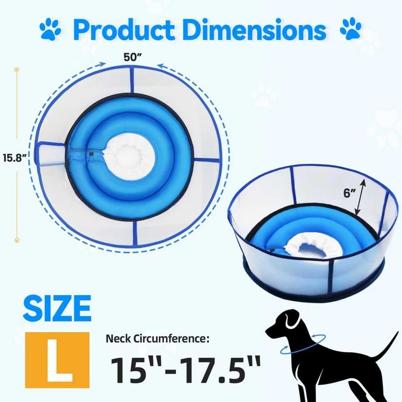 Upgraded Inflatable Dog Cone Collar for Dogs After Surgery,Adjustable Soft