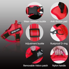 VOOPET Service Dog Harness, Emotional Support Pet Vest Harness, Reflective Breathable and Adjustable No-Pull ESA Dog Harness for Small Medium Large Dogs (with 4 PCS Removeable Tags)