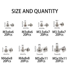 Rrina 160Pcs M3 M3.5 M4 M5 Terminal Block Screws Assortment Kit with Square Washers, Nickel Plated Carbon Steel, Silver