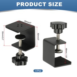 PATIKIL C Clamps, Pack of 4 Heavy Duty Metal Black Desk Clamps, Adjustable Mounting Table Clamp with Protective Pad for Attaching Acrylic Glass and Plastic Panels, Black