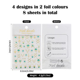 Masper 8 Sheets Nail Art Stickers, Moon Star Sun Nail Stickers Decals for Make-Up Nail Supplies Nail Art Design Decoration Accessories