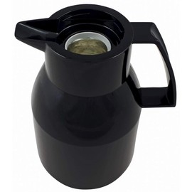 Helios Top Vacuum Jug Made of High-Gloss Hard Plastic with Screw Cap, Black, 1 Litre