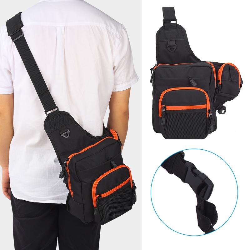 Polyester Multi Functional Fishing Tackle Crossbody Bag Outdoor Sports Hiking
