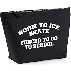 Hippowarehouse Born to ice skate forced to go to school printed make up cosmetic wash bag 18x19x9cm