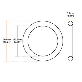 sourcing map O-Rings Nitrile Rubber Thick Sealing Rings Sealing Ring Seals 242.6 mm x 260 mm x 8.7 mm