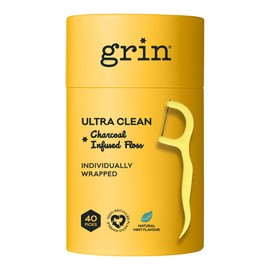 Grin Ultra Clean Charcoal Infused Floss Picks, 80 Picks