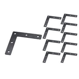 Flat L Corner Bracket, KAIISSA 10 Pieces 80 x 80 mm Metal Right Angle Corner Brace Repair Plate, Furniture Fixing Joint Corner Connector for Wooden Shelf Cabinet Table Chair (L Shape)