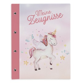 itenga Certificate Folder with Book Screws Expandable for Children Teenagers Adults Girls Boys Students (Unicorn)
