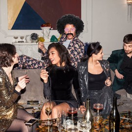 4Pcs Hippie Costume Men Accessories Peace Medallion Fancy Dress Funky Afro Fancy Dress Wig Peace Sunglasses Moustache