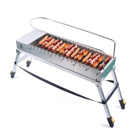 USB Electric Automatic Rotation Barbecue Grill Stainless Steel Flip Folding BBQ Grill Rack with 17 Roast Rods Portable Charcoal Grill for Outdoor Camping Picnic BBQ
