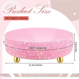 Honeydak Bling Perfume Makeup Organizer Rhinestone Bathroom Organizers and Storage 360 Rotating Makeup Organizer for Countertop Women Girls Essentials(Pink,Rhinestone)