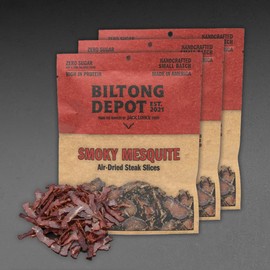 Biltong Depot Smoky Mesquite Steak Slices Bundle (3oz, pack of 3): Smoky High Protein Snack, No Sugar, Smoked Natural Dried Beef Jerky