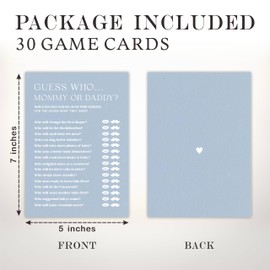 Guess Who Game Kits For Baby Shower - Minimalism Sky Blue - 30 Fill In The Blank Game Cards Each Set, Gender Reveal, Gender Neutral，Party Favor & Decor - B03