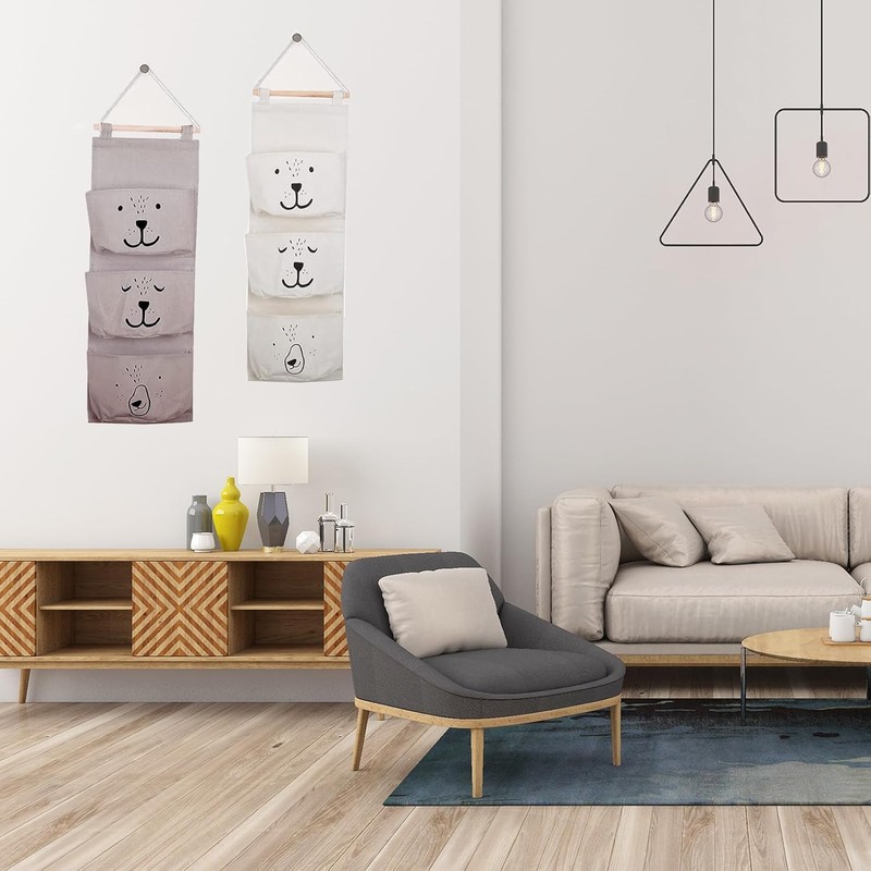 PacuM 3 Pcs Wall Hanging Storage Bags Hanging Organiser Pockets