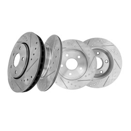 PM Auto Set of 4 Front 302mm-Rear 328mm Drilled Slotted Brake Disc Rotors Replacement For 2012 2015 2016 Dodge Grand Caravan