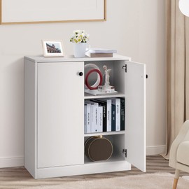 GRAFFY Floor Storage Cabinet, White