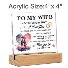 Gifts for Wife, Romantic Gifts for Wife Christmas Birthday Valentine's Day Wedding, to My Wife Clear Acrylic Sign for Home, 4 x 4 Inches