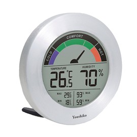 Youshiko LCD Digital Thermo-Hygrometer, Indoor Weather Thermometer Hygrometer Gauge, Monitor Temperature and Humidity Meter for Home Office Comfort, Min/Max Records (24 Hour Auto Reset)