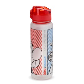Puckator Asterix & Obelix Pop Top 600ml Shatterproof Bottle - Reusable Insulated Active Water Bottle Flask For Girls And Boys With A Carry Handle & Straw - Bpa Free - For School Nursery
