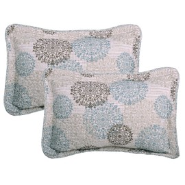 Home Soft Things 6 Piece Marina Medallion Printed Microfiber Quilts Coverlet Set Oversize 122" x 106", Cameo Blue (Beige Brown Blue), Soft Lightweight Reversible Bedspread Bedding Set for All Season