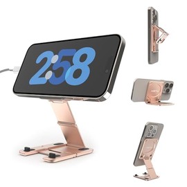Kenu Stance+ 10-in-1 MagSafe Super Gadget, Magnetic Tripod Stand, Car Ventilation + Dashboard + CD Holder, Finger Holder, Aeroplane Mount, Selfie Stick, More (Rose Gold)