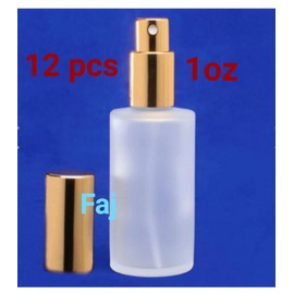 Unbranded 12 pcs Refillable atomizer frosted glass perfume bottle with gold spray cap. 1oz