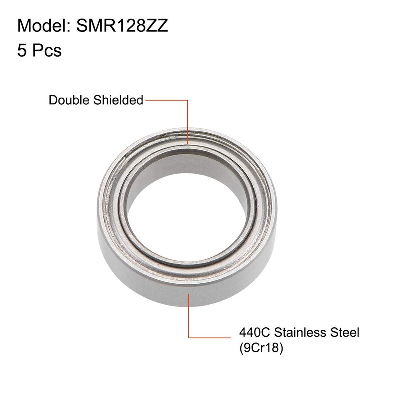 sourcing map SMR128ZZ Deep Groove Ball Bearings 8mm Bore 12mm