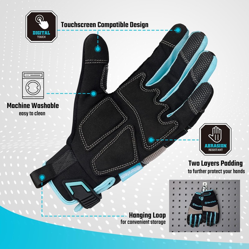 DURATECH Super-Thin Open End Wrench Set & Safety Work Gloves