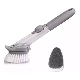Cepillo 2 En 1 Dispensador Jabon Lava Trastes Tennis