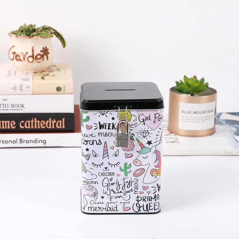 I-TOTAL® Funny Money Box with Padlock and Keys, Metal Money