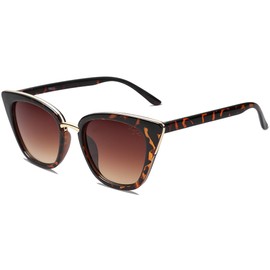 SOJOS Cat Eye Designer Sunglasses Fashion UV400 Protection Glasses SJ2052 with Tortoise Frame/Gradient Brown Lens