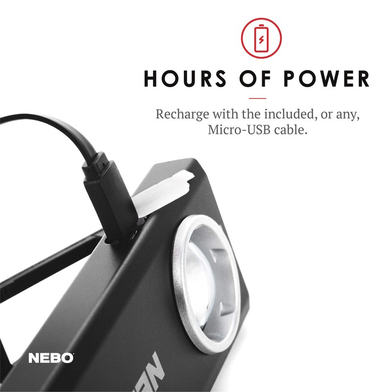 NEBO 500-Lumen LED COB Work Flashlight: Rechargeable Light Equipped with