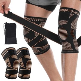 Rodilleras Gym con Fibra de Cobre 2 Piezas, Rodillera Deportiva Ajustable y Ortopédica para Hombres y Mujeres, Soporte para Menisco, Rodilleras Basquetbol, Correr y Levantamiento(XXL)