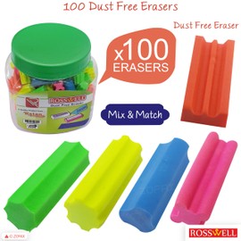ZOFAX Roswell Novelty Pencil Erasers, Mini Erasers, Pack of 100, Multicolour, Soft Rubber Erasers, Multipack, Ideal for School Office Home Classroom Teacher Use