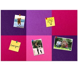 HULAVO Square Felt Cork Bulletin Board Tiles, Self Adhesive DIY Felt Pin Board for Wall 30" x 20" with 35 Pushpins for Office School Home Wall Decor Stickers Memos Photos Display (Gradual Purple)