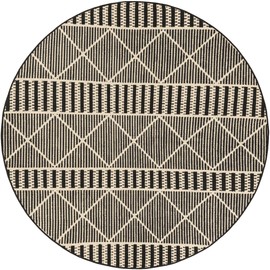 Unique Loom Outdoor Trellis Collection Area Rug - Dalyan (5' 3" Round Black/Natural)