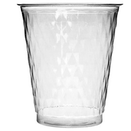 DecorLine Elegant Clear Plastic Diamond Cups - 8 oz (Pack of 24) - Stylish & Sturdy Disposable Drinkware - Perfect for Parties & Celebrations