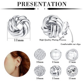 HAIAISO 6 Pairs Clip On Earrings Cubic Zirconia Twist Knot Pearl Clip On Earrings Non Pierced for Women Girls Clip Earrings Set