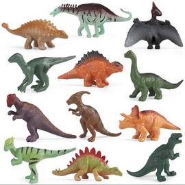 Xshelley 12PCS Kids Dinosaur Figures Toys,2-3 Inches Mini Plastic Realistic Dinosaur Figures Set,Including T-Rex, Stegosaurus, Triceratops, Unicorns, etc